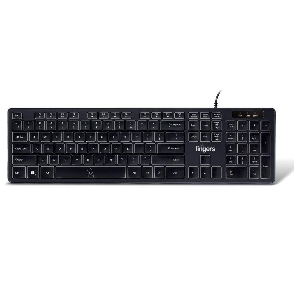 Fingers Magnifico Moonlit backlit wired USB keyboard black color