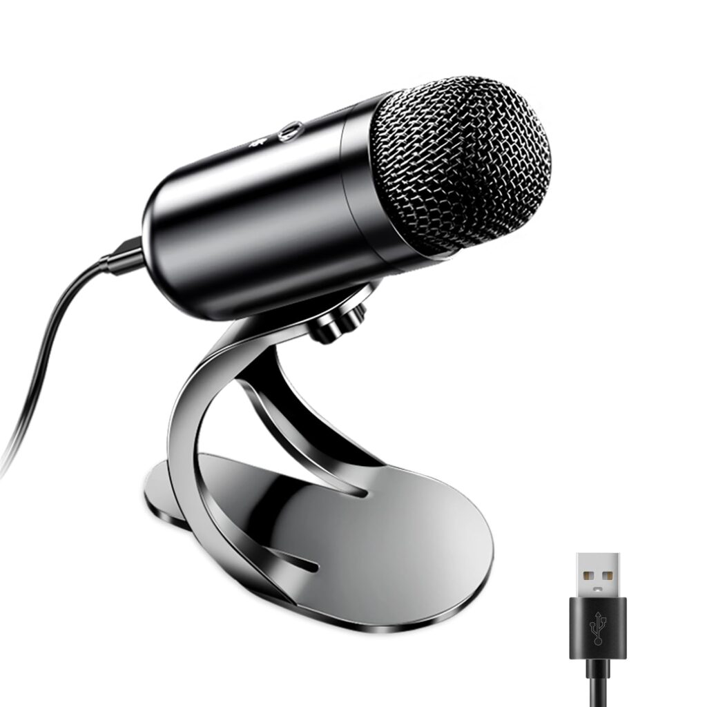 USB desktop microphone for laptop recording and online meetings