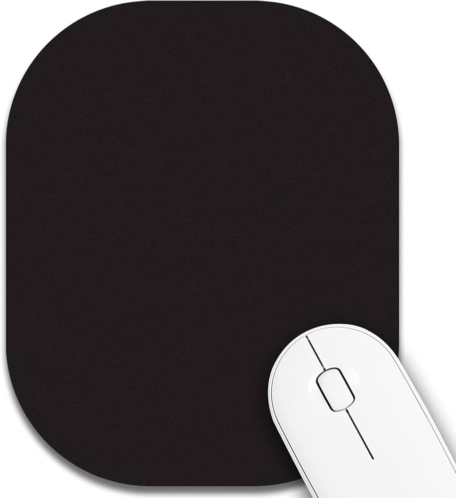 Black mouse pad with wireless mouse for smooth cursor movement