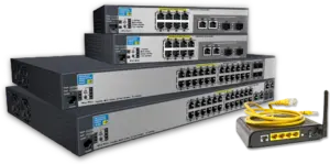 Networking equipment including switches, routers, and network devices used for reliable home and office connectivity.